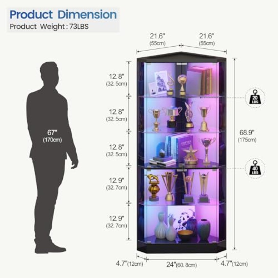 Corner Display Case with RGB L - Display Case Acrylic 评论和价格